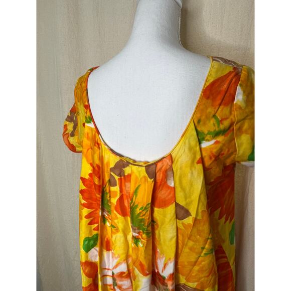 1960s Alice Polynesian Fashions Floral Hawaiian Retro Mod Resort Maxi Dress M - Picture 8 of 8